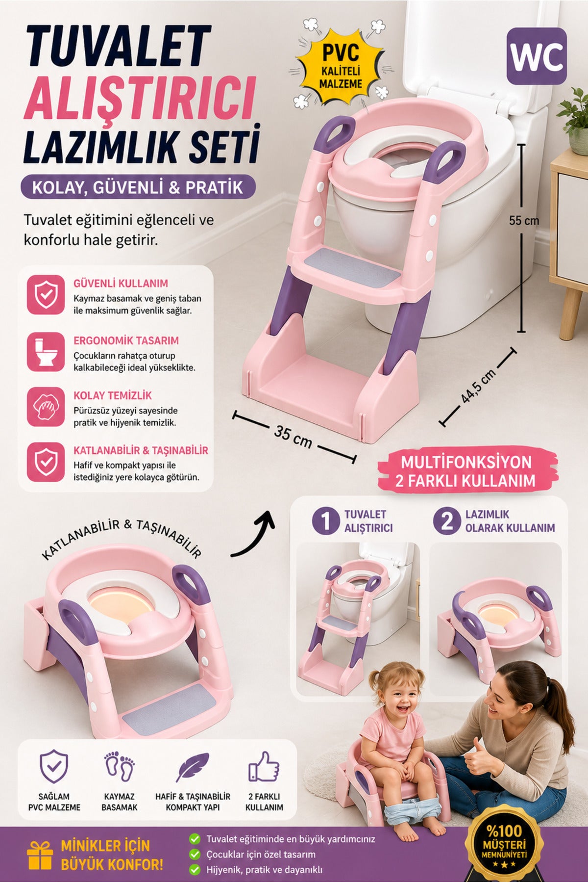 MiniStep™ Katlanabilir Tuvalet Eğitim Seti