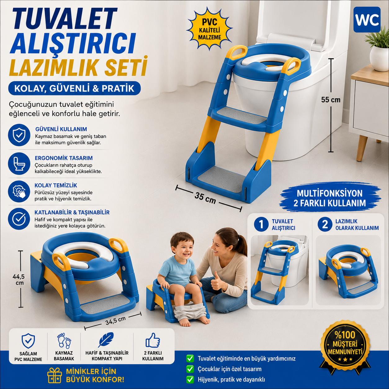MiniStep™ Katlanabilir Tuvalet Eğitim Seti